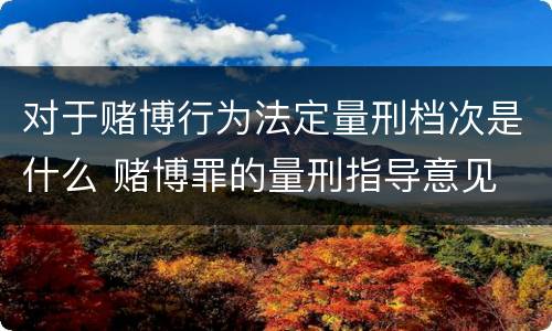 对于赌博行为法定量刑档次是什么 赌博罪的量刑指导意见