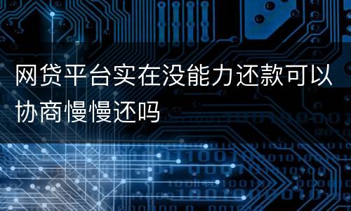 网贷平台实在没能力还款可以协商慢慢还吗