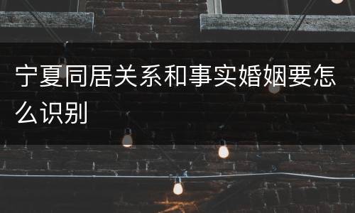宁夏同居关系和事实婚姻要怎么识别