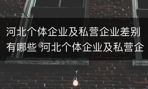 河北个体企业及私营企业差别有哪些 河北个体企业及私营企业差别有哪些呢
