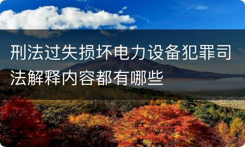 刑法过失损坏电力设备犯罪司法解释内容都有哪些