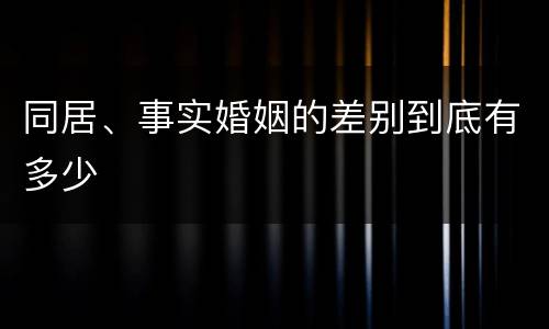 同居、事实婚姻的差别到底有多少