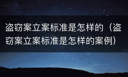 盗窃案立案标准是怎样的（盗窃案立案标准是怎样的案例）