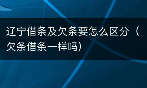 辽宁借条及欠条要怎么区分（欠条借条一样吗）