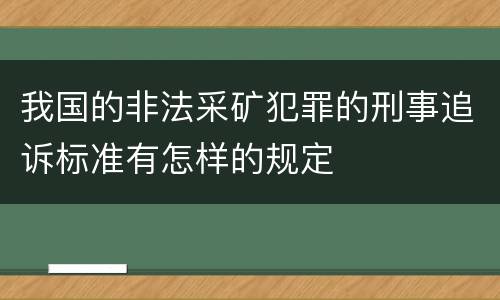 我国的非法采矿犯罪的刑事追诉标准有怎样的规定