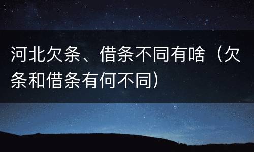 河北欠条、借条不同有啥（欠条和借条有何不同）