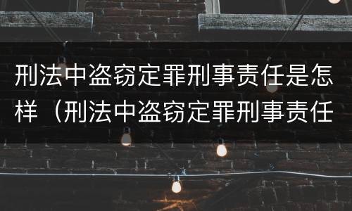 刑法中盗窃定罪刑事责任是怎样（刑法中盗窃定罪刑事责任是怎样认定的）