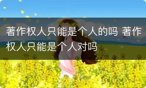 著作权人只能是个人的吗 著作权人只能是个人对吗