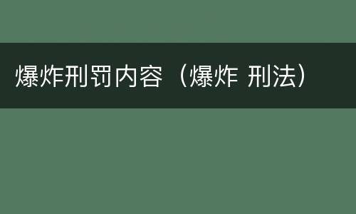 爆炸刑罚内容（爆炸 刑法）