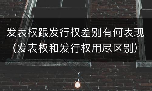 发表权跟发行权差别有何表现（发表权和发行权用尽区别）