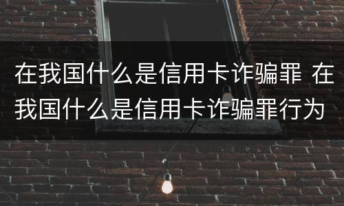 在我国什么是信用卡诈骗罪 在我国什么是信用卡诈骗罪行为