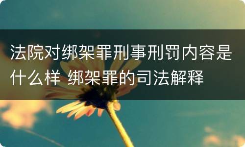 法院对绑架罪刑事刑罚内容是什么样 绑架罪的司法解释