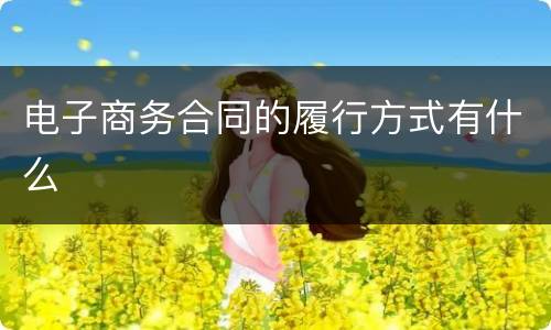 电子商务合同的履行方式有什么