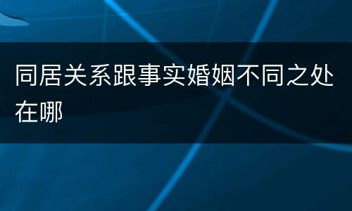 同居关系跟事实婚姻不同之处在哪