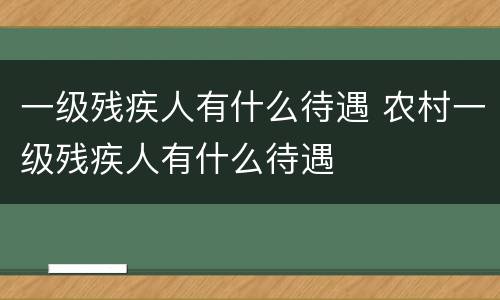 一级残疾人有什么待遇 农村一级残疾人有什么待遇