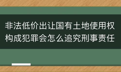 非法低价出让国有土地使用权构成犯罪会怎么追究刑事责任