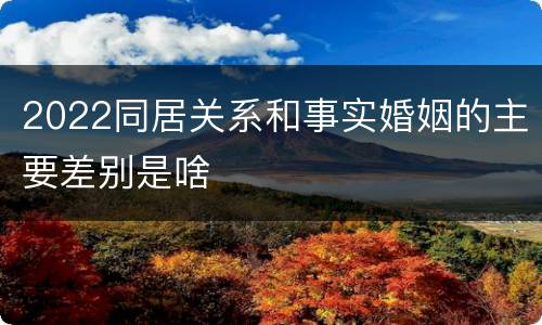 2022同居关系和事实婚姻的主要差别是啥