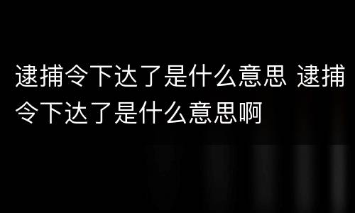 逮捕令下达了是什么意思 逮捕令下达了是什么意思啊