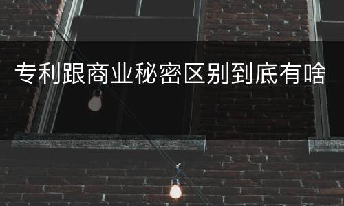 专利跟商业秘密区别到底有啥