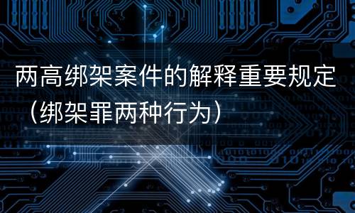 两高绑架案件的解释重要规定（绑架罪两种行为）