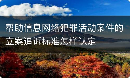 帮助信息网络犯罪活动案件的立案追诉标准怎样认定