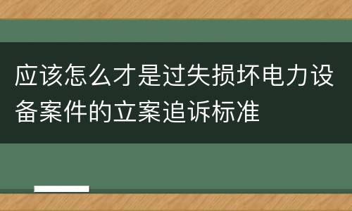 应该怎么才是过失损坏电力设备案件的立案追诉标准