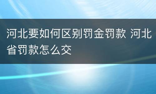 河北要如何区别罚金罚款 河北省罚款怎么交
