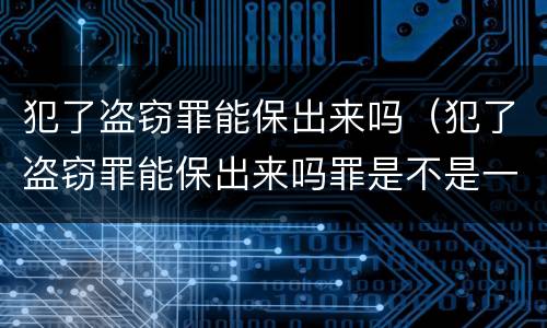 犯了盗窃罪能保出来吗（犯了盗窃罪能保出来吗罪是不是一辈子就毁了）