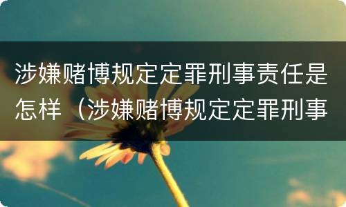 涉嫌赌博规定定罪刑事责任是怎样（涉嫌赌博规定定罪刑事责任是怎样定的）