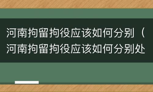 河南拘留拘役应该如何分别（河南拘留拘役应该如何分别处理）