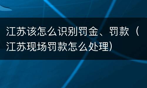 江苏该怎么识别罚金、罚款（江苏现场罚款怎么处理）