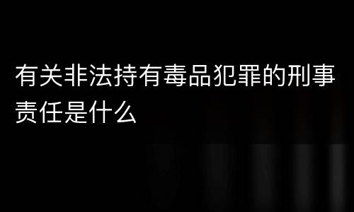 有关非法持有毒品犯罪的刑事责任是什么