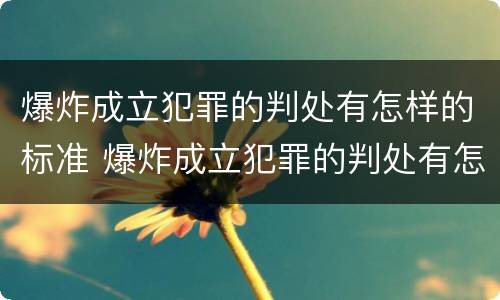 爆炸成立犯罪的判处有怎样的标准 爆炸成立犯罪的判处有怎样的标准和规定