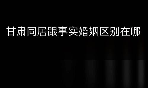甘肃同居跟事实婚姻区别在哪