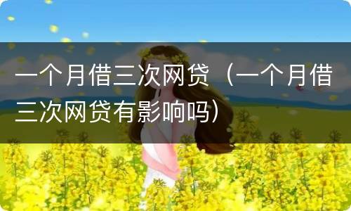 一个月借三次网贷（一个月借三次网贷有影响吗）