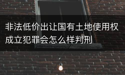 非法低价出让国有土地使用权成立犯罪会怎么样判刑
