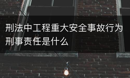刑法中工程重大安全事故行为刑事责任是什么