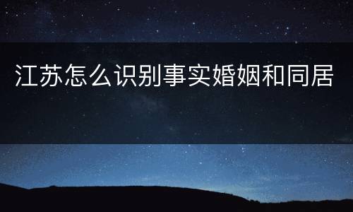 江苏怎么识别事实婚姻和同居