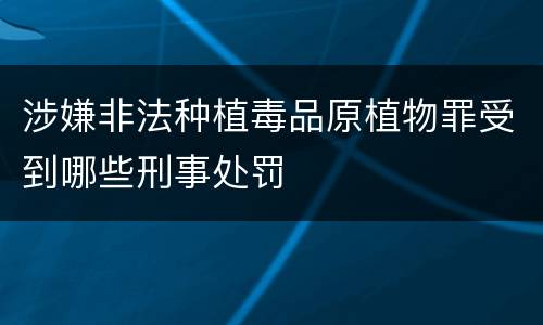 涉嫌非法种植毒品原植物罪受到哪些刑事处罚