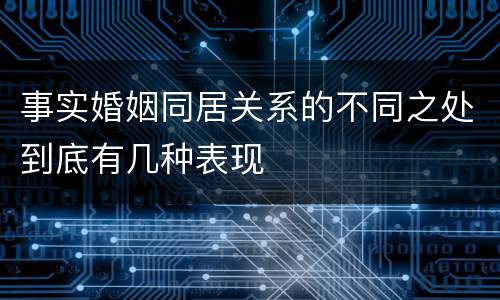 事实婚姻同居关系的不同之处到底有几种表现