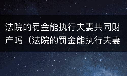 法院的罚金能执行夫妻共同财产吗（法院的罚金能执行夫妻共同财产吗多少钱）
