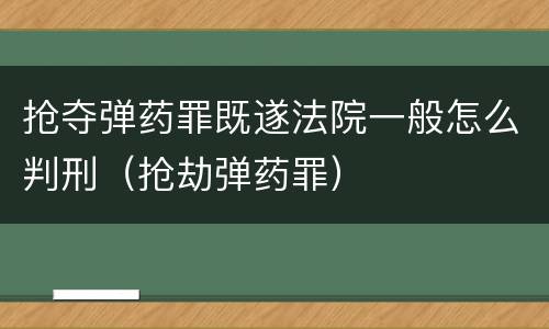 抢夺弹药罪既遂法院一般怎么判刑（抢劫弹药罪）