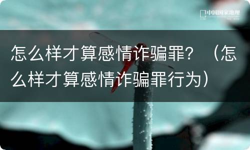 怎么样才算感情诈骗罪？（怎么样才算感情诈骗罪行为）