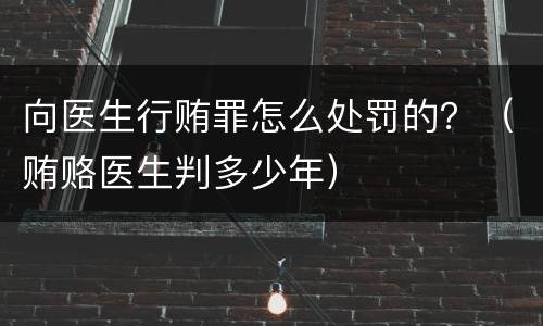 向医生行贿罪怎么处罚的？（贿赂医生判多少年）