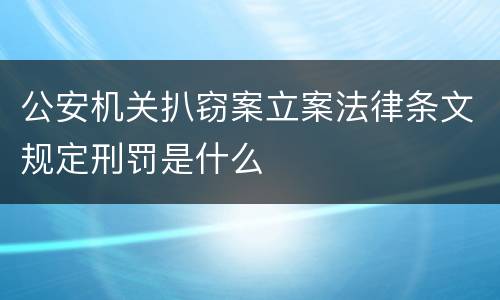 公安机关扒窃案立案法律条文规定刑罚是什么