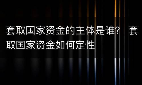 套取国家资金的主体是谁？ 套取国家资金如何定性