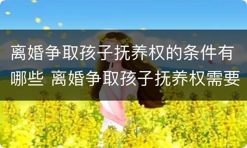 离婚争取孩子抚养权的条件有哪些 离婚争取孩子抚养权需要哪些条件