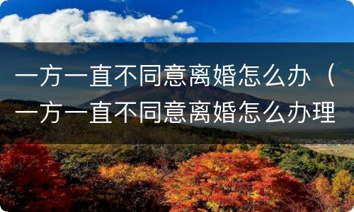 一方一直不同意离婚怎么办（一方一直不同意离婚怎么办理）