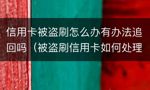 信用卡被盗刷怎么办有办法追回吗（被盗刷信用卡如何处理）