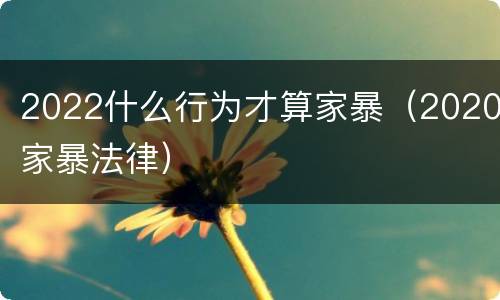 2022什么行为才算家暴（2020家暴法律）